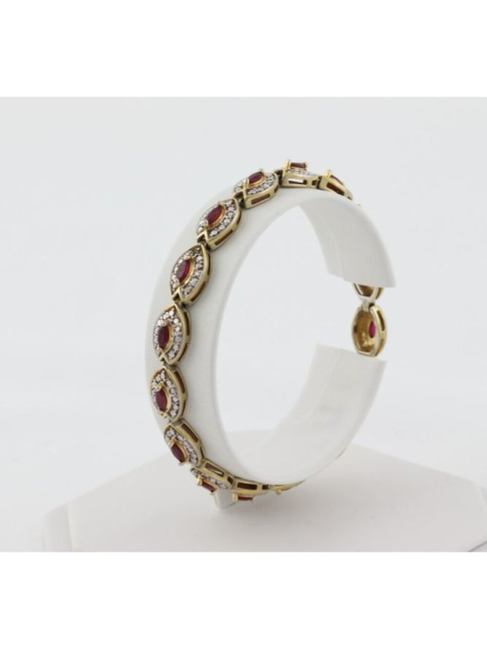 18k Gold Over Sterling Silver Lab Created 2 ct Ruby Tennis Bracelet 7 1/4" inch - Picture 4 of 8
